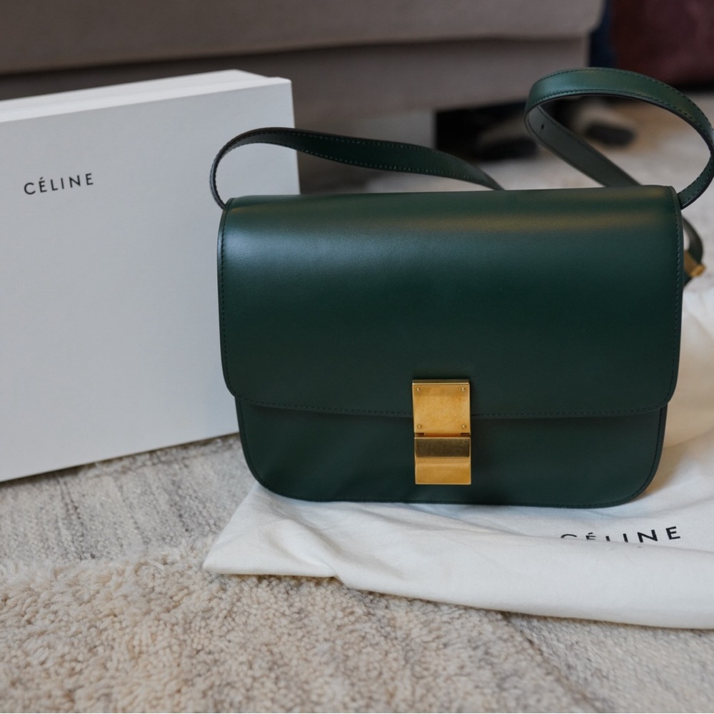 Celine Medium Classic Box Bag in Dark Green - Picture 2 of 10